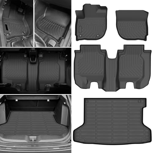 Floor Mats & Cargo Liner for Honda HR-V 2016-2022 (Only AWD Models) Custom Fit TPE Car Mats Accessories for HRV All Weather Protection Waterproof Anti-Slip Liners 1st & 2nd & Trunk Mat - style: 8) For Honda HR-V AWD | 2016-2022 | Combo Set