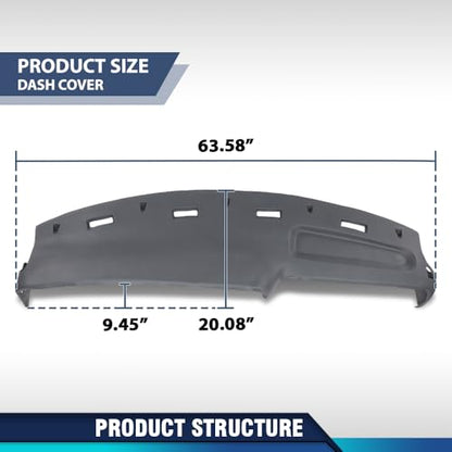 PIT66 TPE Dash Cover Dashboard Panel Fit Dodge Ram 1500 2500 3500 Truck 1994 1995 1996 1997 Gray Dash Board Cover - size: 1994-1997 Dodge Ram (Gray)