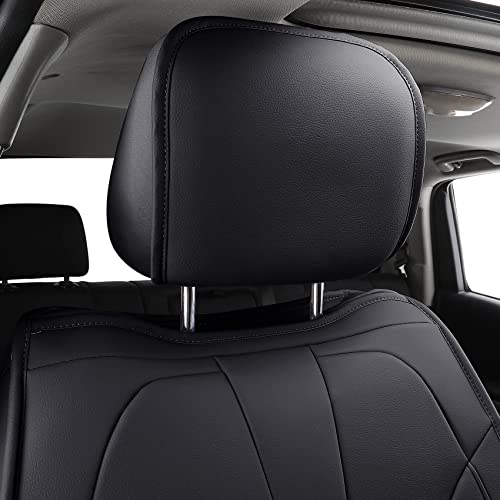 LUCKYMAN CLUB 2007-2021 Tundra Pickup Trucks Car Seat Covers X05-T3 Front-only, Fit SR5 SR Platinum TRD PRO Trims Crew/Crewmax/Extended/Double/Regular Cab with Water Proof Faux Leather (Black Front) - color: Black, size: 2007-2021 Front Pair