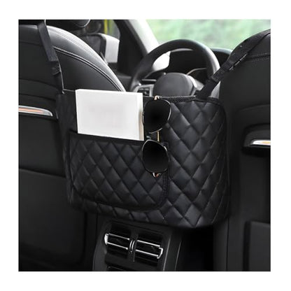 Car Handbag Holder Between Seats, Leather Large Capacity Front Seat Handbag Storage Organizer, Automotive Interior Storage Pocket for Cell Phone Document, Car Accessories