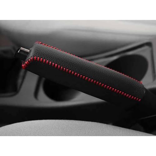 Car Handbrake Guard Cover for Honda Accord 2010-2017 LX/EX, Leather Hand-Stitched Anti-Slip Wear-Resistant Grip Protective Sleeve Durable Interior Accessories, Black-Red Line - color: Black-red Line