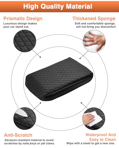 Shademax Custom for 2024 2025 2026 Honda Prologue Center Console Cover Armrest Cover for Honda Prologue Accessories Arm Rest Cushion Pad Leather Middle Console Cover Armrest Seat Box Protector Black - size: Size for Honda Prologue 2024-2026