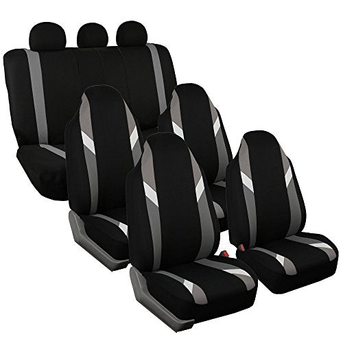 FH Group Three Row 7 Seater - Premium Modernistic Seat Covers - Fit Most Car, Truck, SUV, & Van Gray/Black - color: Gray, style: 7 Seater