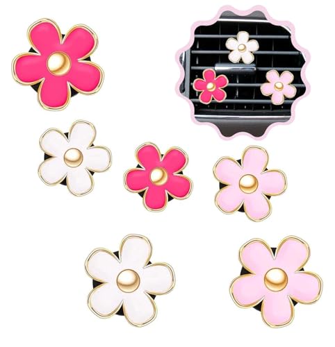 6 Pcs Daisy Flower Air Vent Clip Air Conditioning Outlet Clip Car Air Freshener Clip Car Interior Decor Charm Colorful Car Interior Accessories for Girls Women (Tricolor) - color: Tricolor