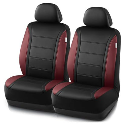 Road Comforts Leather Seat Covers, Breathable Car Seat Covers Front Seat for Men,Airbag Compatible, Automotive Seat Covers Set Universal Fit Most Cars,Vans,Truck,SUV - color: Red Wine Front