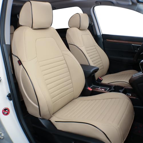 EKR CRV Car Seat Covers Custom Fit for Honda CRV 2012 2013 2014 (Not for LX) Leather Truck Seat Cover for SUV Full Set,Waterproof Car Seat Cushion, Faux Leather (Beige) - color: Beige, size: 2012-2014 CRV(No LX)