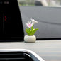 YGMONER Car Dashboard Plant Resin Flower Pot Knick Knacks Mini Plant Figurines Decorations Gifts for Women, Car Desk Bookshelf Decor (Lily Flower)
