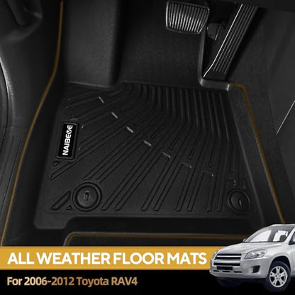 Naibeve Floor Mats for 2006-2012 Toyota RAV4-All Weather for Toyota RAV4 Floor Mats Liners 2 Row & Cargo Mats Liner & Backrest Mats (Floor Liner+Trunk Mat+Backrest Mats) - size: 4)Rav4|2006-2012