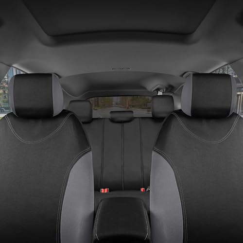 BDK UltraSleek Gray Seat Covers for Cars, Two-Tone Front Seat Covers with Matching Back Car Seat Cover, Made to Fit Most Auto Truck Van SUV, Interior Car Accessories, Car Seat Covers Full Set - Gray - color: Gray
