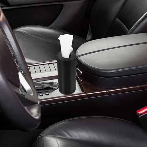 Luxshiny Car Tissue Holder Round Dispenser Aluminum Alloy Refillable Tissue Box with Modern Design for Car Cup Holder Auto Interior Organization