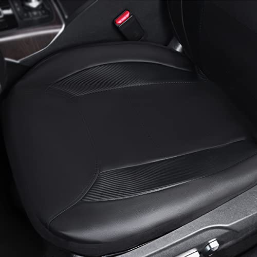 Flying Banner car seat Covers Protects Water Proof Faux Leather Carbon Fiber Fronts Solid Black (Solid Black, Front Pair) - color: Solid Black, size: Front Pair -- 2PCS