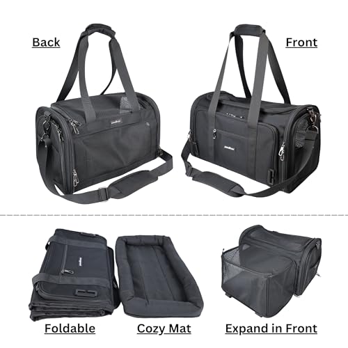 Crash-Tested Expandable Cat Carrier & Small Dog Car Seat - CPS Certified for Crash Protection & Safe Pet Travel. - size: Medium-20x12x12