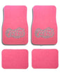 Universal Fit Front/Rear 4-Piece Full Set Crystal Bling Rhinestone Design Studded Carpet Car SUV Truck Floor Mats - 4 Pcs Set (Queen Silver-Pink) - color: Queen Silver-Pink