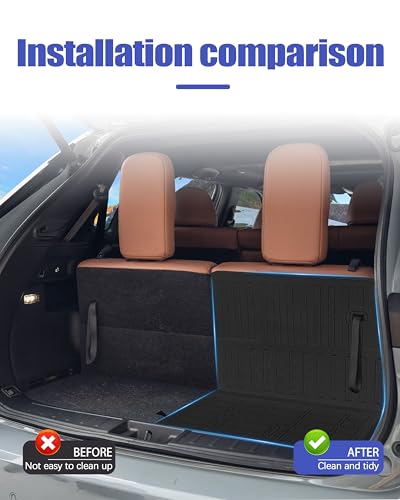 Cargo Liners Backrest Mat for Mitsubishi Outlander 7-Seat Accessories 2022-2025 2026 with Hook&Loop Rear Trunk Mat Rear Seat Back Cover Protector All Weather Anti-Slip Split Dog Liner - size: Backrest Mat + Trunk Mat