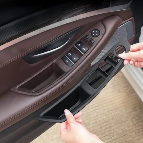 for BMW 5 Series F10/F11 2011-2017, LHD Car Door Inner Handle Panel Trim Cover Interior Protector Stickers Accessories (4pcs, Black)