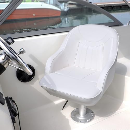 NORTHCAPTAIN Pontoon Boat Seat Captain Bucket Seat with Boat Seat Cover - color: C8-White