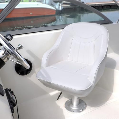 NORTHCAPTAIN Pontoon Boat Seat Captain Bucket Seat with Boat Seat Cover - color: C8-White