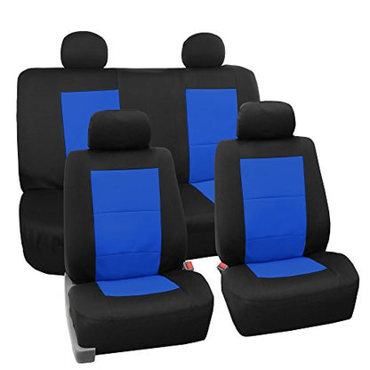 FH Group Full Set Neoprene Car Seat Covers for Low Back Front Seat Covers, Washable Seat Cover, Universal Fit for SUV, Sedan, Van, Blue - color: Blue/Black