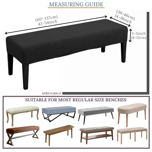 SPRINGRICO Stretch Dining Bench Cover, Removable Bench Slipcover Washable Bench Seat Protector Rectangle Bench Cover for Dining Room, Living Room, Bedroom, Kitchen (S1-Black) - color: S1-black