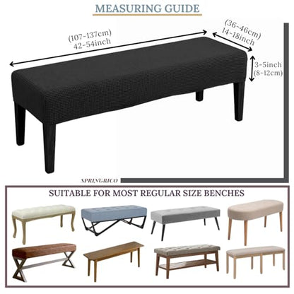 SPRINGRICO Stretch Dining Bench Cover, Removable Bench Slipcover Washable Bench Seat Protector Rectangle Bench Cover for Dining Room, Living Room, Bedroom, Kitchen (S1-Black) - color: S1-black