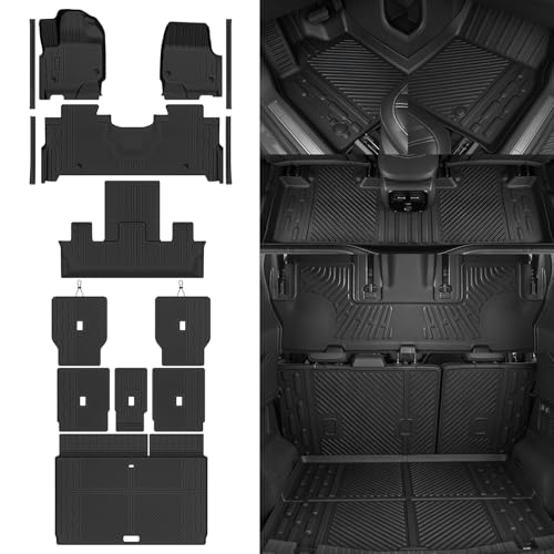Custom Fit Floor Mats for Ford Expedition MAX 7 Seats/Captain Seat 2025-2026, All Weather TPE Floor Liners & Trunk Mat & Backrest Protectors & Door Sill Guard, Full Set Interior Accessories - size: 6)Expedition Max 7 Seat|2025-2026