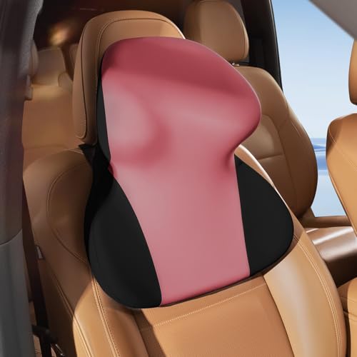BEBAS Car Headrest Pillow, Ergonomic Neck Pillow with Memory Foam, Enlarged Surface for Head Neck Shoulder Support, Breathable Removeable Car Seat Pillow for Pain Relief(BlackRed, 1 Pack) - color: Blackred