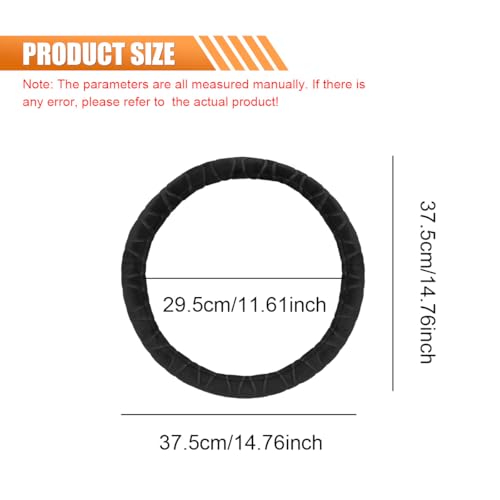 Car Steering Wheel Cover, 15" Fluffy Plush Auto Steering Wheel Elastic Protector, Warm in Winter, Breathable Anti-Slip Vehicle Interior Decoration Accessories for Most Cars (Black)