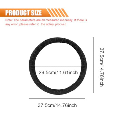 Car Steering Wheel Cover, 15" Fluffy Plush Auto Steering Wheel Elastic Protector, Warm in Winter, Breathable Anti-Slip Vehicle Interior Decoration Accessories for Most Cars (Black)
