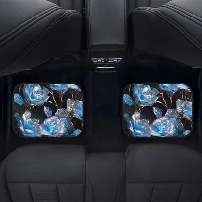 Crystal Rose Car Rubber Floor Mat Blue Crystal Rose Flower 4PCS Front and Rear Mats Rubbers Non Slip Floor Mats Heel Pad Art Aesthetics Designer Fit for SUV Van Truck - color: Blue Crystal Rose
