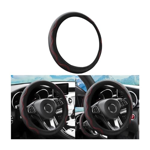 LoyaForba Car Steering Wheel Cover, Non-Slip Microfiber Leather Steering Wheel Cover, Breathable Vehicle Soft Handle Protector, Universal Automotive Interior Accessories for Women Men Girls (Red) - color: Red
