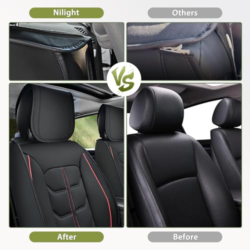 Nilight Car Seat Covers Custom Fit 2007-2024 Jeep Wrangler JK JL 4-Door Waterproof Faux Leather Cushion Full Set with Split Bench 40/60 for Unlimited Sahara Rubicon Willys Chief Moab - color: Full Sets 5 Seat, style: Jeep Wrangler 2007-2024