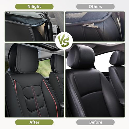 Nilight Car Seat Covers Custom Fit 2007-2024 Jeep Wrangler JK JL 4-Door Waterproof Faux Leather Cushion Full Set with Split Bench 40/60 for Unlimited Sahara Rubicon Willys Chief Moab - color: Full Sets 5 Seat, style: Jeep Wrangler 2007-2024