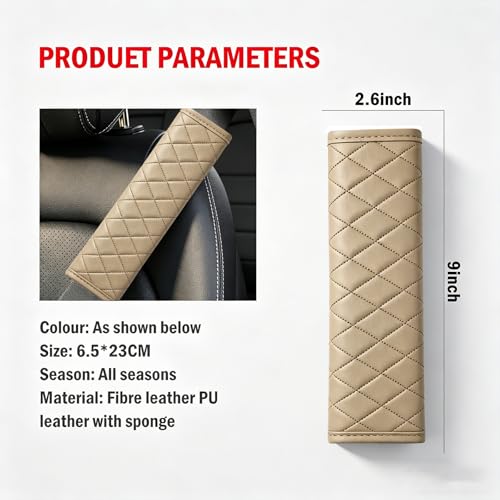 Beige PU Leather Seat Belt Covers - 2Pcs, Diamond Stitched Seat Belt Pads, Universal Fit for Car Truck SUV - color: gw-beige