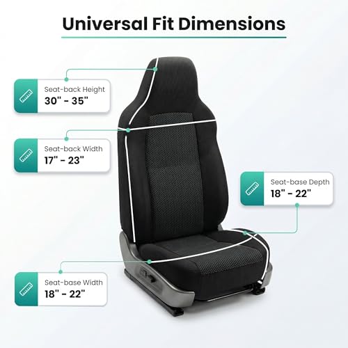 FH Group Car Seat Covers High Back Classic Cloth Front Pair Set with Gift, Easy to Install - Universal Fit for Cars, Trucks & SUVs (Black) FB102102 - color: Black, size: Front Set