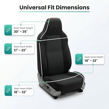 FH Group Car Seat Covers High Back Classic Cloth Front Pair Set with Gift, Easy to Install - Universal Fit for Cars, Trucks & SUVs (Black) FB102102 - color: Black, size: Front Set