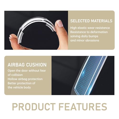 4 PCS Car Door Side Edge Protection Guard, Multi-functional airbag protection rearview mirror anti-collision sticker, Self-adhesive Car Door Protective Stickers, for Most Vehicle (Black)