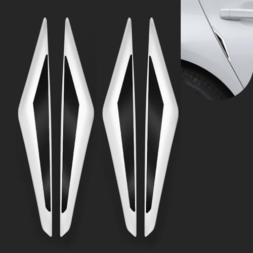 4 PCS Car Door Edge Guards, 3D Anti-Scratch Car Door Protector, Bumper Anti-Collision Protector Trim, Rear View Mirror Protection Strip, Universal for Cars Trucks SUVs (White & Black) - color: White & Black