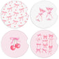 Boao 4 Pcs Car Cupholder Coasters for Valentine's Day, Ceramic Coasters 2.56'' Anti Slip Base with Finger Notch for Dry Clean, Car Interior Accessories, Birthday Gifts(Pink Bow) - style: Pink Bow