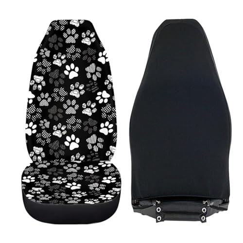 Dreaweet White Dog Paw Car Seat Covers Front Seats Women Cute Car Accessories for Girly Universal Car Seat Cover Soft Front Seat Covers for Cars SUV Trucks Van - color: White Dog Paw