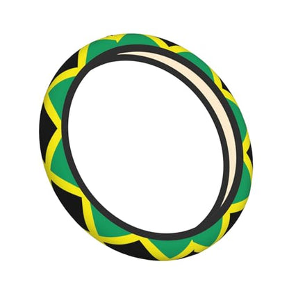 Jamaica Flag Jamaican Car Steering Wheel Cover,Non-Slip Elastic Neoprene-Sweat Car Accessories,Universal 15 Inch Fit Auto, Vans Trucks,Suvs, Truck - color: Jamaican Flag
