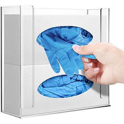 Weysat Wall Mounted Acrylic Glove Box Holder Double Dispenser Floating Glove Box Organizer Storage Rack for 2 Boxes for Kitchen Cleaning Closet Lab Exam Office (10.6 W x 10.0 H x 3.5 D) - size: 10.6" W x 10.0" H x 3.5" D