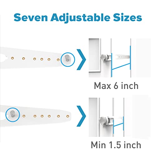 Neobay Cat Door Latch with Stabilizer, 7 Sizes Adjustable Cat Door Holder Latch, Keeps Dog Out of Litter Box, No-Drill & Portable for Interior Doors, White, 2 Packs