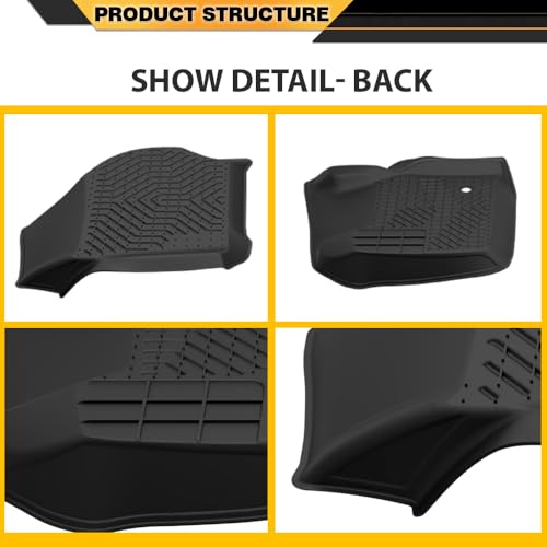 TPE Cargo Mats, Compatible with Ford F250 F350 Super Duty Crew Cab Models 1999-2007, 1st & 2nd Row 3PCS, All Weather Full Cover Protection, Black Interior Accessories - size: Fit Ford F250 F350 1999-2007 | Crew Cab | 3PCS