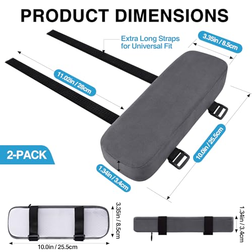 Smiry Ergonomic Office Chair Armrest Pads, Memory Foam Arm Rest Covers, Non-Slip Armrest Cushion with Adjustable Buckles and Straps, Elbow Relief for Desk, Gaming & Wheelchair (Dark Grey, Set of 2) - color: Dark Grey