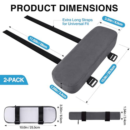 Smiry Ergonomic Office Chair Armrest Pads, Memory Foam Arm Rest Covers, Non-Slip Armrest Cushion with Adjustable Buckles and Straps, Elbow Relief for Desk, Gaming & Wheelchair (Dark Grey, Set of 2) - color: Dark Grey