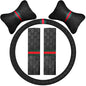 5PCS Steering Wheel Cover, with 2 Headrests, 2 Seat Belt Covers - Universal Fit for 14.5-15" Steering Wheel, Enhances Driving Experience - Perfect for Women (Black) - color: Black
