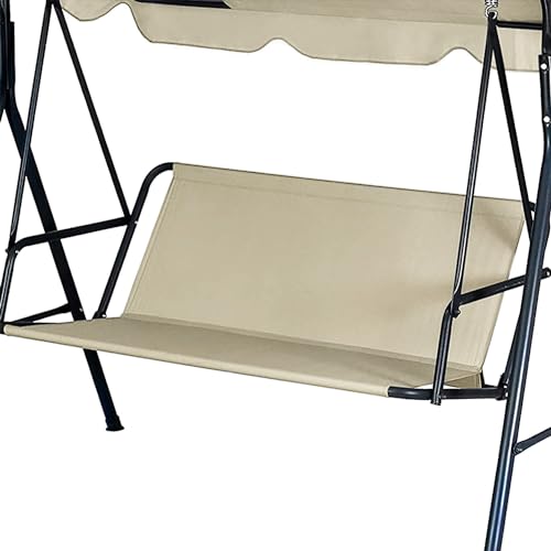 Swing Seat Replacement Cover for Outdoor Patio Swing 3 Seater 600D Upgraded Thicken Oxford Waterproof Fabric Porch Swing Chair Cushion Covers (Beige, 58.3x19.5x19.5 inches) - color: Beige, size: 58.3x(17.5+2.5)x(17.5+2.5) inches