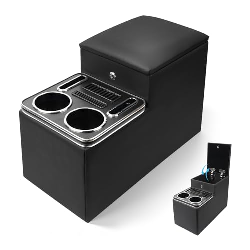 Center Console Between Seats for Minivans, Featuring Cup Holders, Coin Compartment, and Card Slot Center Console for Trucks, Minivans, and SUVs Front Seat Bench Center with Locking (Regular)