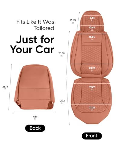 Eco-Leather Car Seat Cover – Luxury Universal Driver Seat Protector for Cars, SUVs, Trucks (Brown Front Back) - color: Brown Front Back