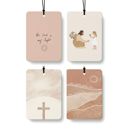 Boho Christian Jesus Air Freshener 4 Pcs, Inspirational Christian Bible Verse Hanging Air Freshener for Cars Closet Drawer Books, Religious Boho Car Accessories Mirror Decor for Women - color: Boho Jesus
